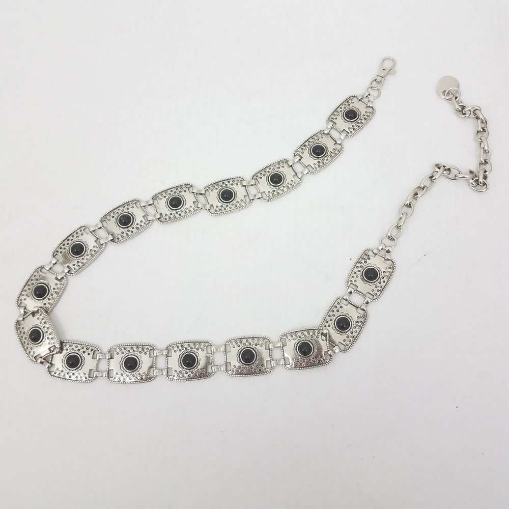 Silver and Black Metal Waist Belt